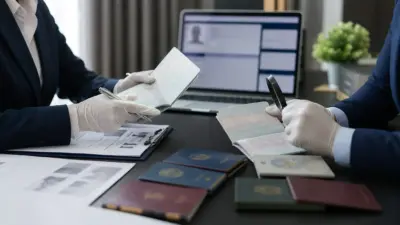 Petugas kepatuhan memeriksa paspor dan izin tinggal WNA sebagai bagian due diligence dokumen